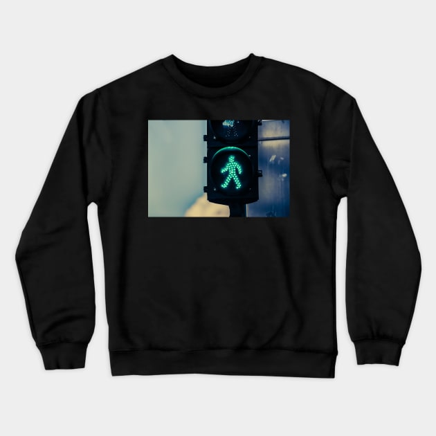 Traffic light with pedestrian green symbol Crewneck Sweatshirt by bernardojbp